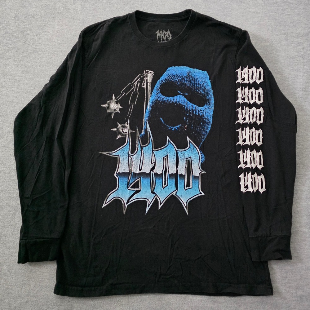 1400 Trippie Redd Mens Black Long Sleeve Graphic T-Shirt Balaclava Large
